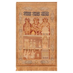 Nazmiyal Collection Antique Turkish Keysari Pictorial Silk Rug 4'5" x 7'