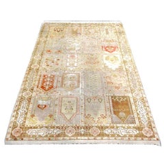 Antique Turkish Keyseri Silk 5x7 Gold, Ivory & Multicolored Handmade Area Rug