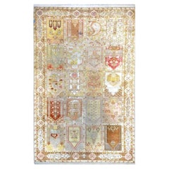 Antique Turkish Keyseri Silk 5x7 Gold, Ivory & Multicolored Handmade Area Rug