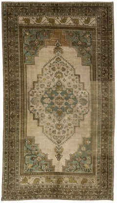 Antique Turkish Khotan Gallery Wool Rug with Medallion Motif in Light Brown