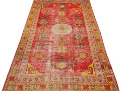 Antique Turkish Khotan Hand-Knotted Wool Runner, Red Field, 1920s