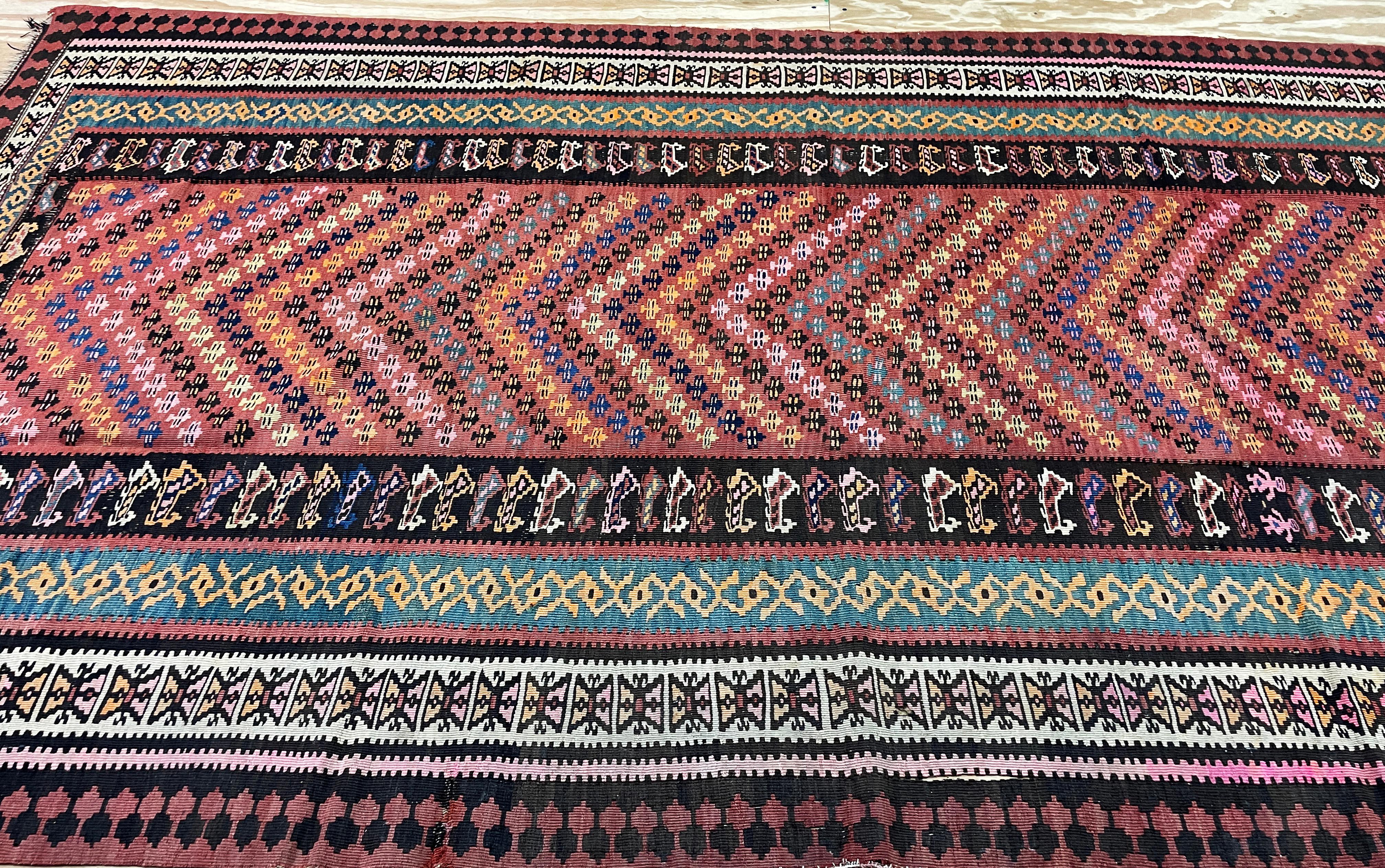 Persian Antique Turkish Kilim Flat weave, c-1900's For Sale