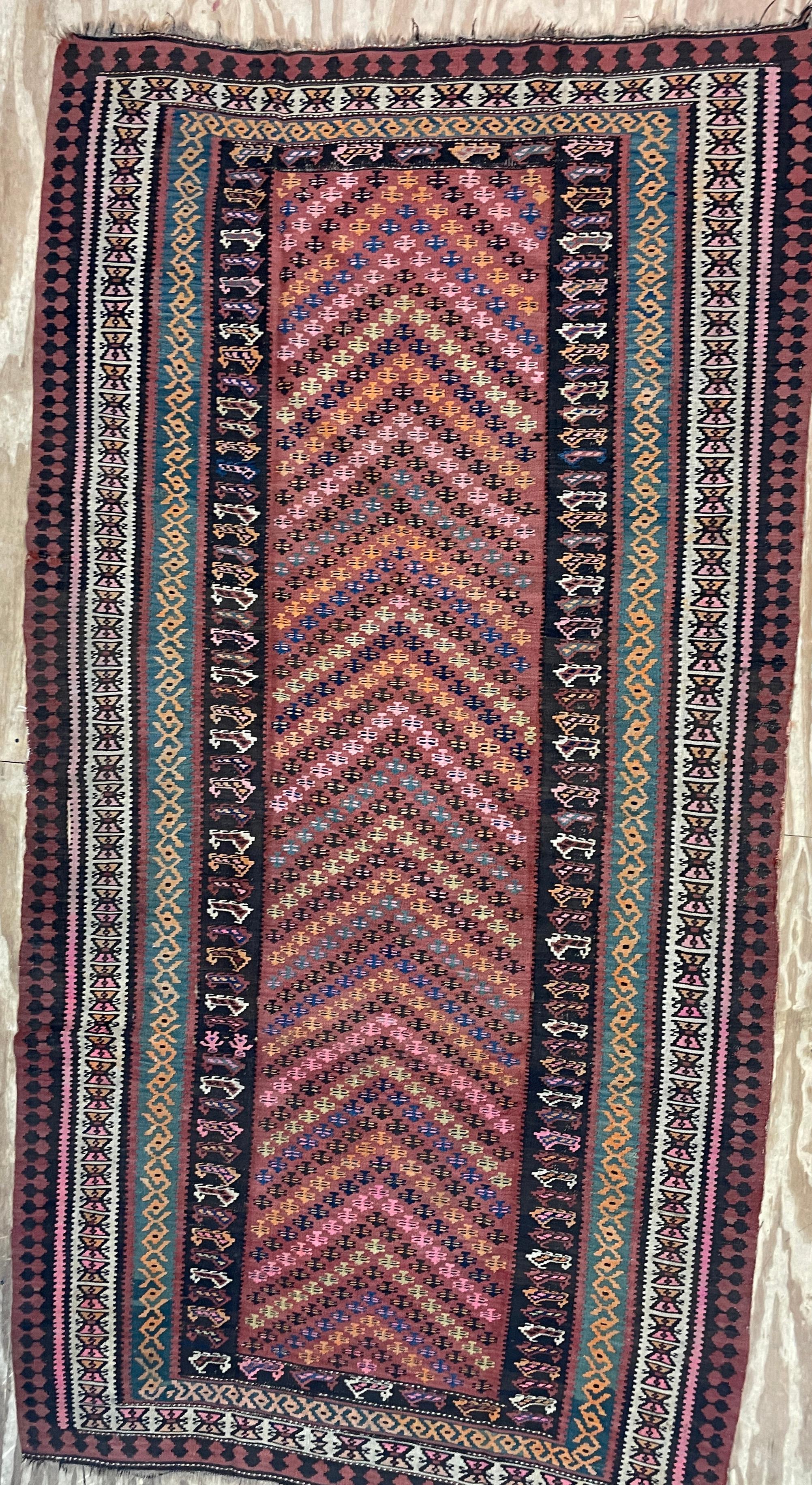 20th Century Antique Turkish Kilim Flat weave, c-1900's For Sale