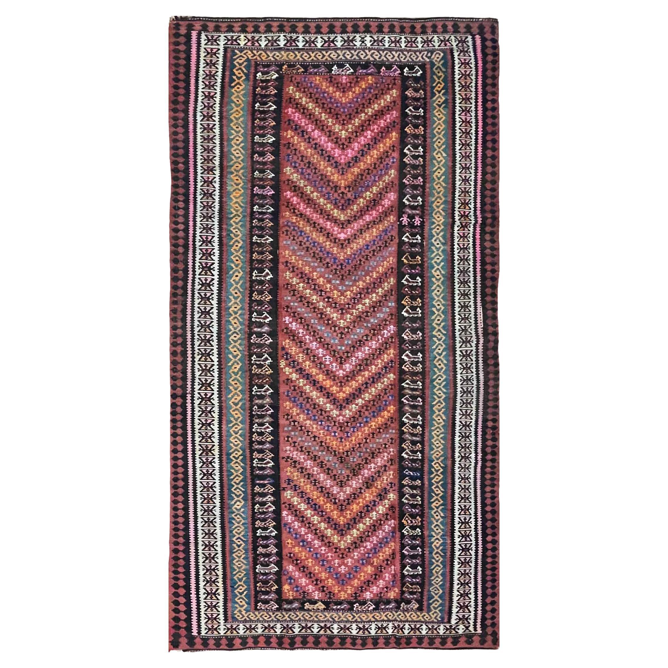 Antique Turkish Kilim Flat weave, c-1900's For Sale