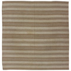 Kilim persiano antico a più pannelli con forma quadrata, in Taupe e Light Brown