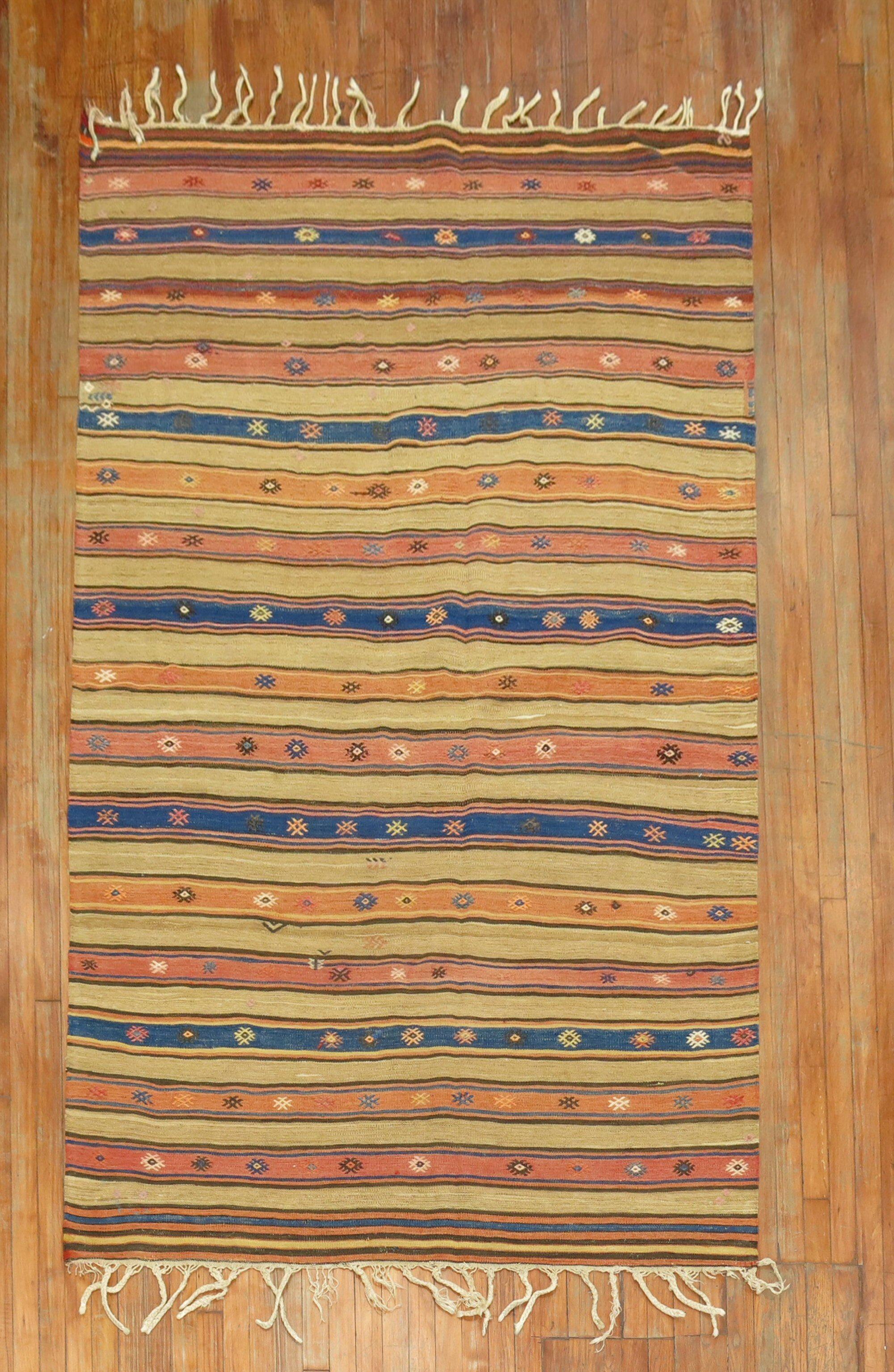 Hand-Woven Antique Turkish Kilim For Sale