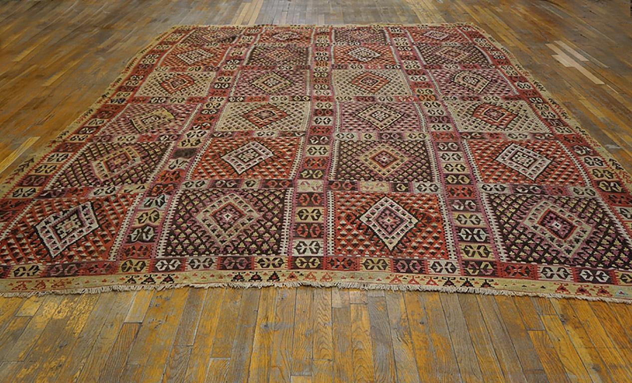 Hand-Woven 19th Century Turkish Sivas Flat-Weave ( 9'6