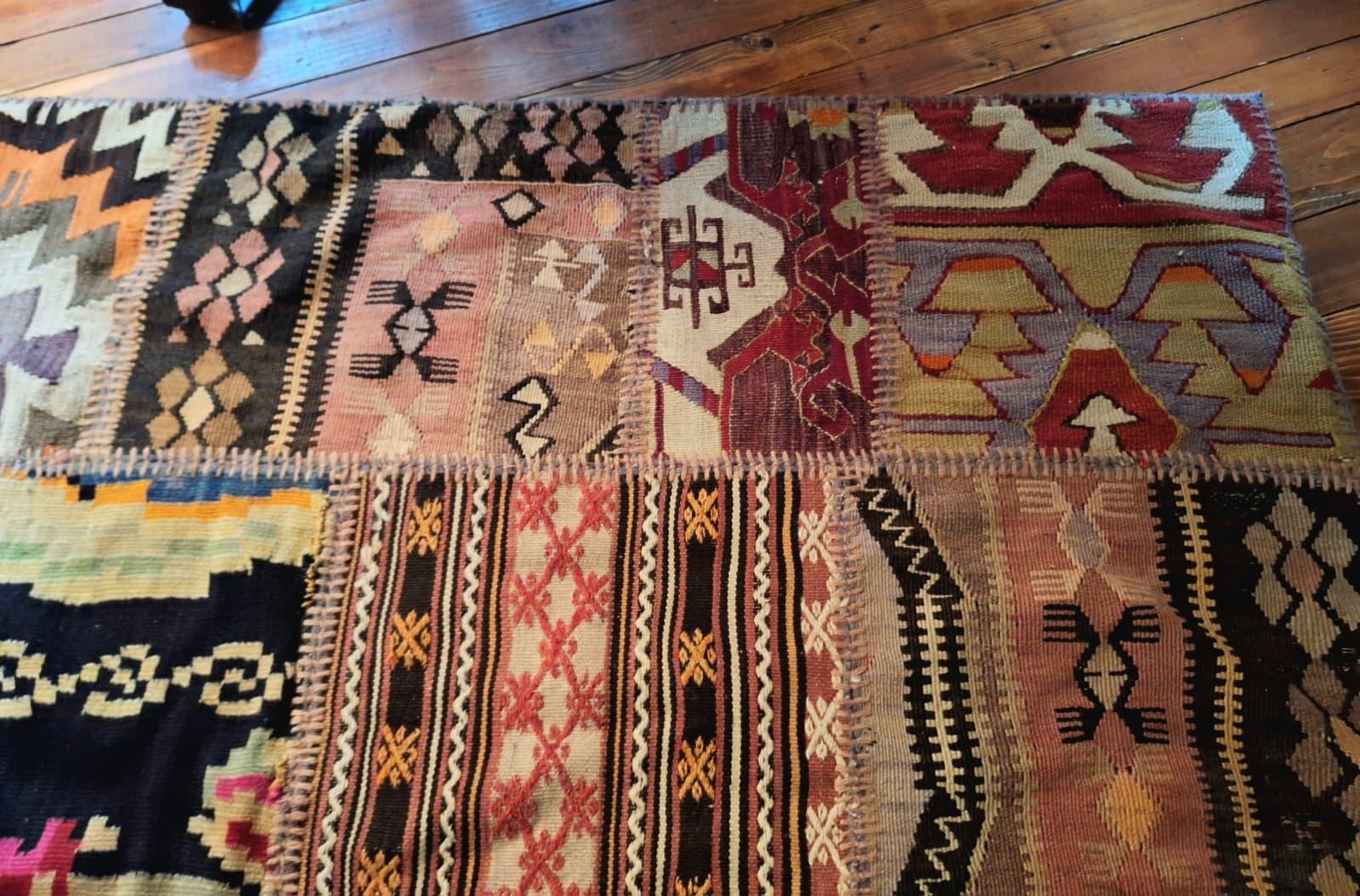 Lana Kilim turco antico  Patch Work in vendita