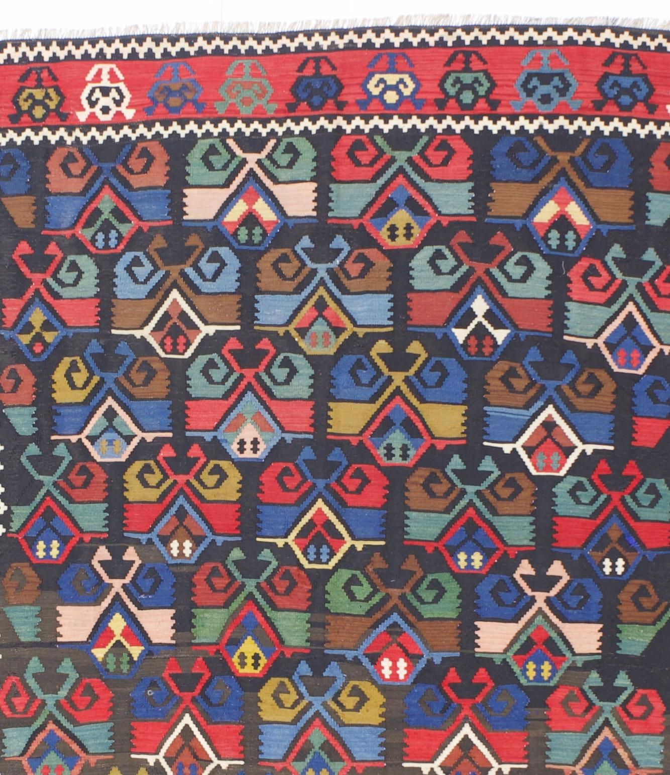 19th Century Antique Turkish Kilim Rug 5'6