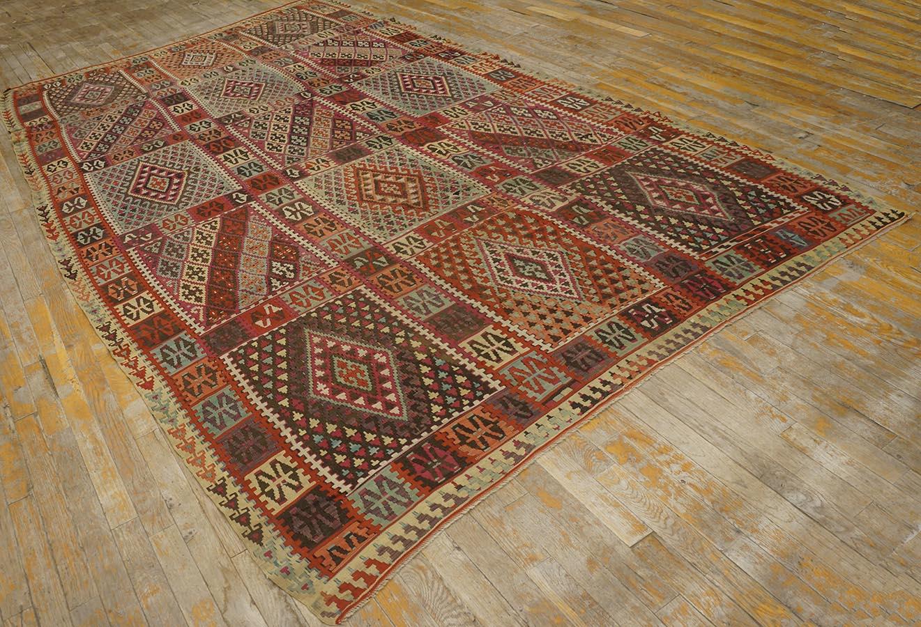 Hand-Woven 19th Century Turkish Sivas Kilim ( 6'4