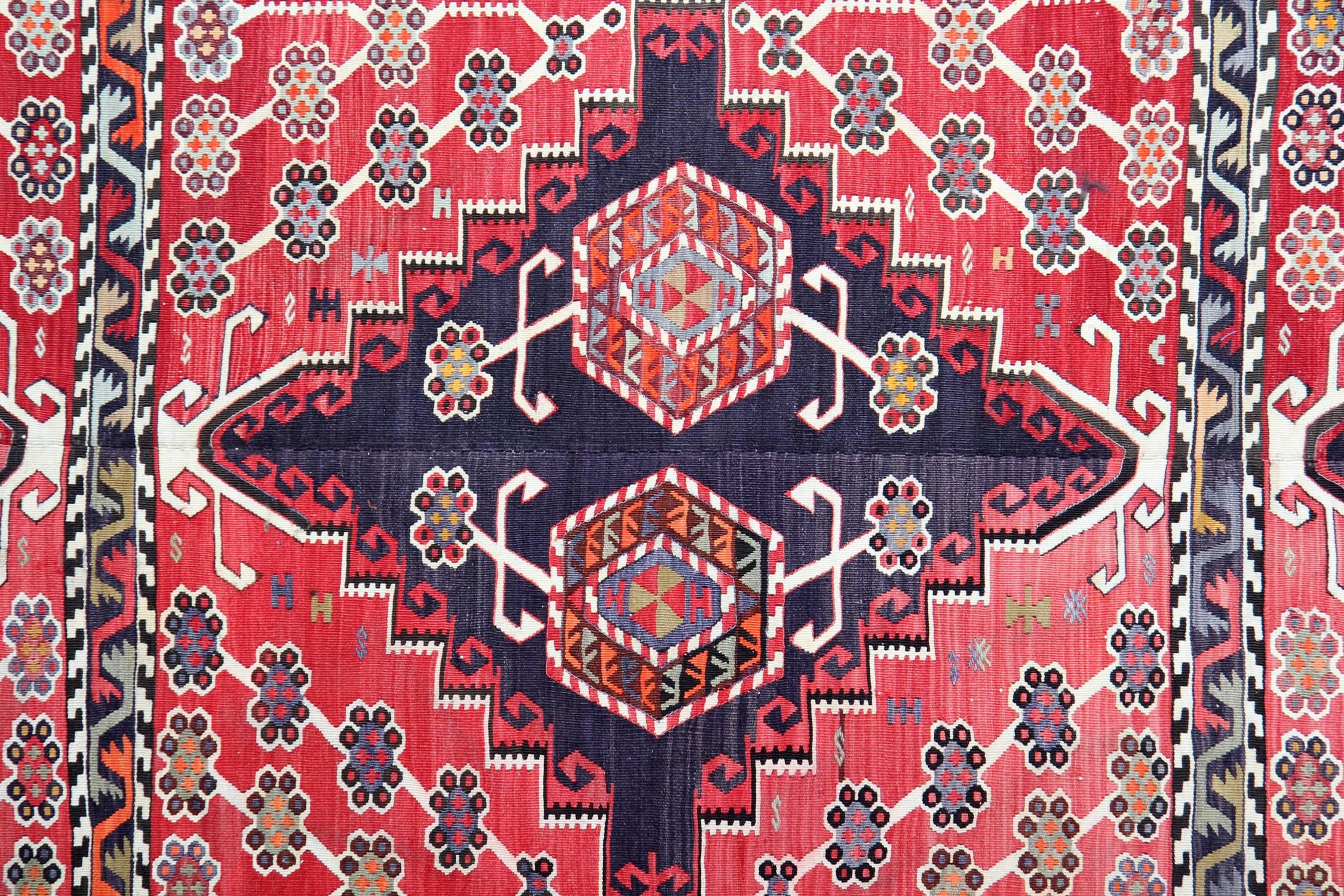 Hand-Woven Antique Turkish Kilim Rug, Antique Rugs, Handmade Carpet Floor Area Red Rugs