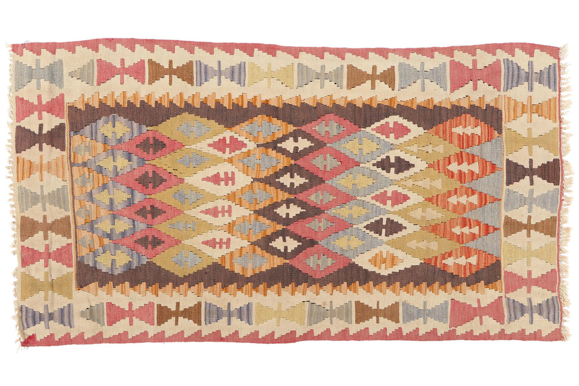 1920’s Colorful Turkish Kilim Flatweave Carpet with Modern Tribal Style For Sale 3