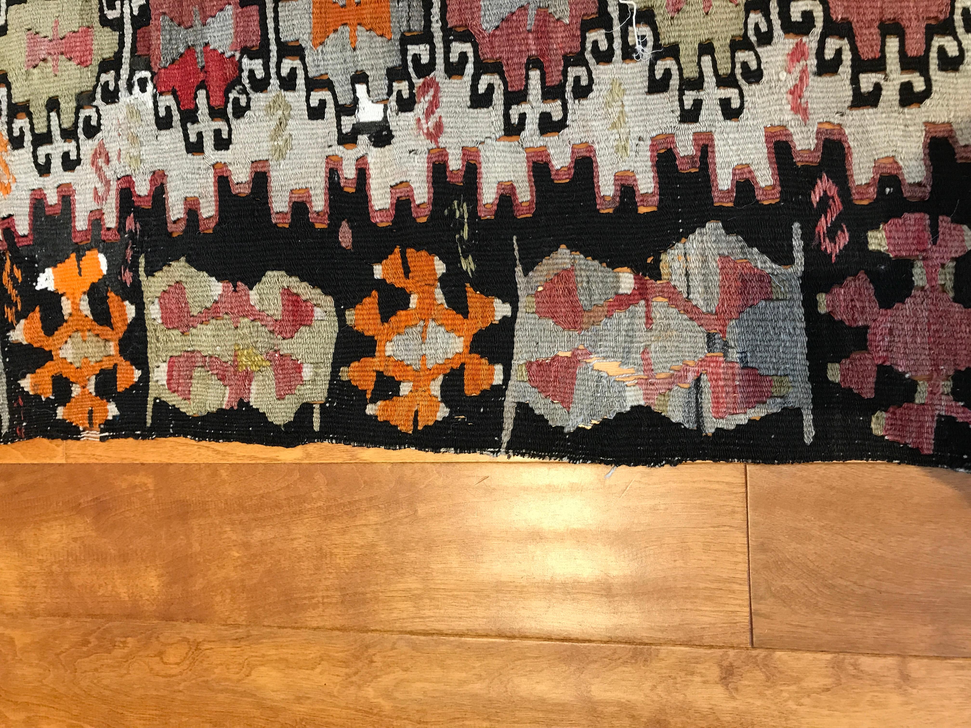 Wool Antique Turkish Kilim Rug For Sale