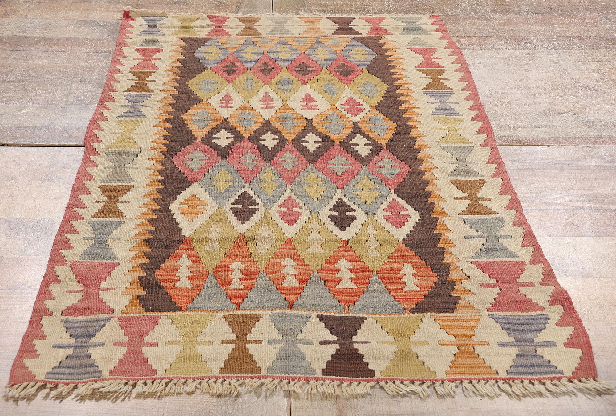 1920’s Colorful Turkish Kilim Flatweave Carpet with Modern Tribal Style For Sale 1