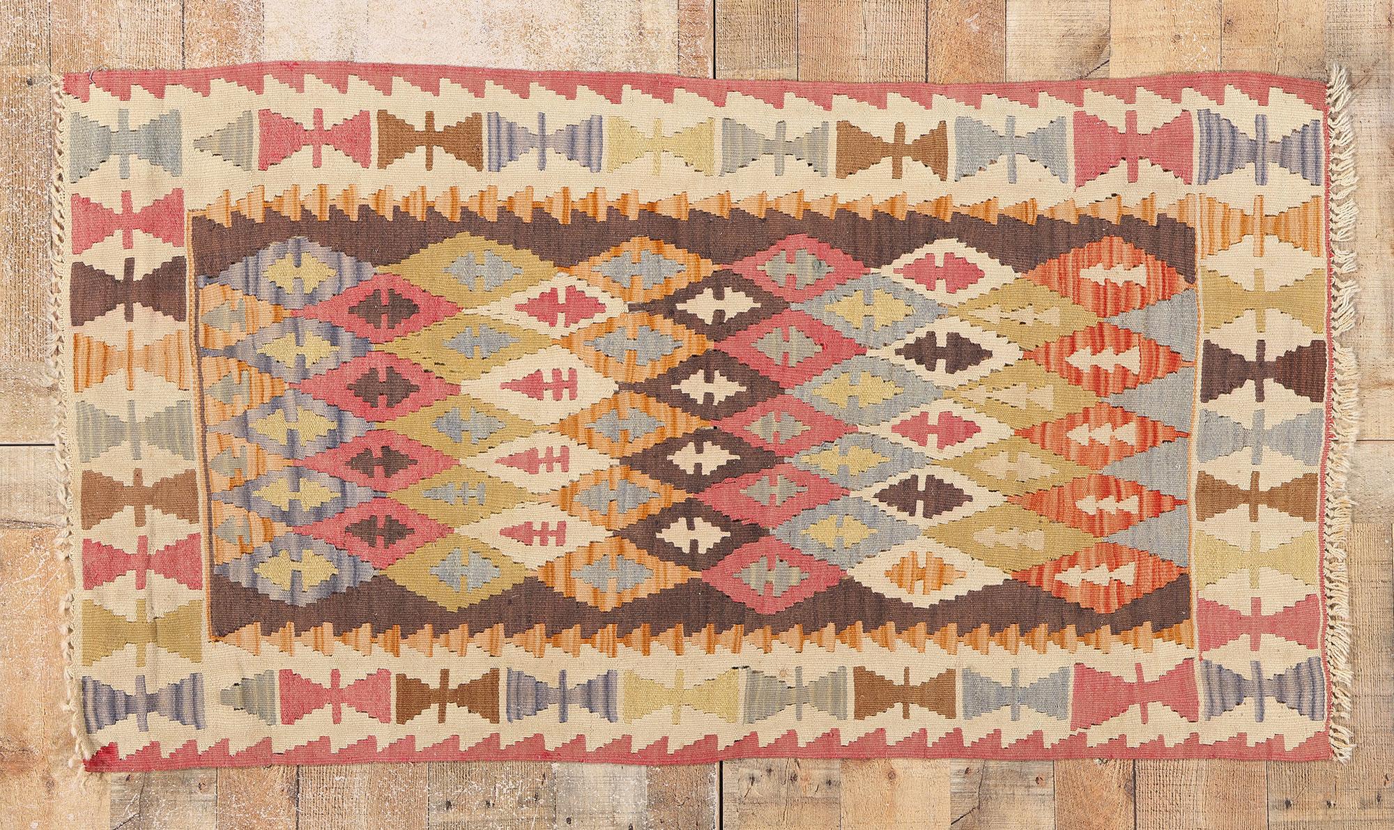 1920’s Colorful Turkish Kilim Flatweave Carpet with Modern Tribal Style For Sale 2