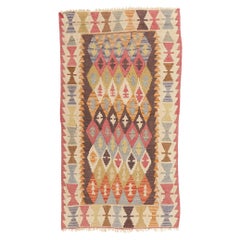 1920’s Colorful Turkish Kilim Flatweave Carpet with Modern Tribal Style