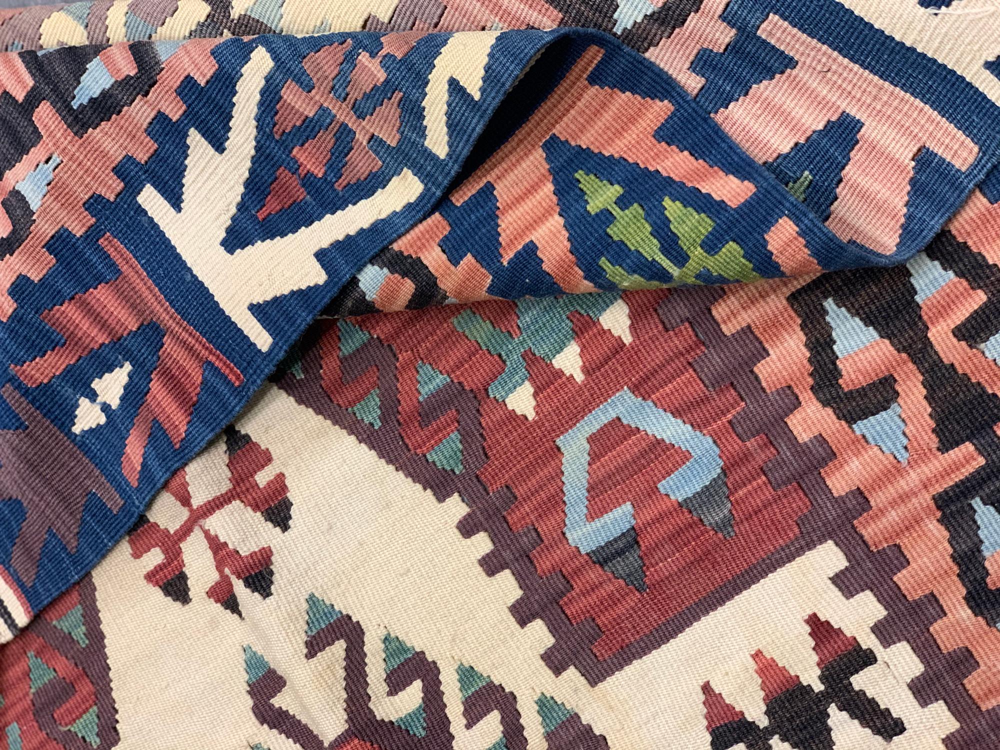 Hand-Woven Antique Terracotta Turkish Kilim with Chevron Geometric Wool Flatweave For Sale