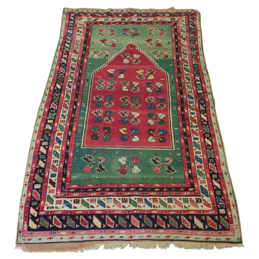 Antigua alfombra turca de oración Kirsehir, magnífico color, 2ª mitad del siglo XIX en venta