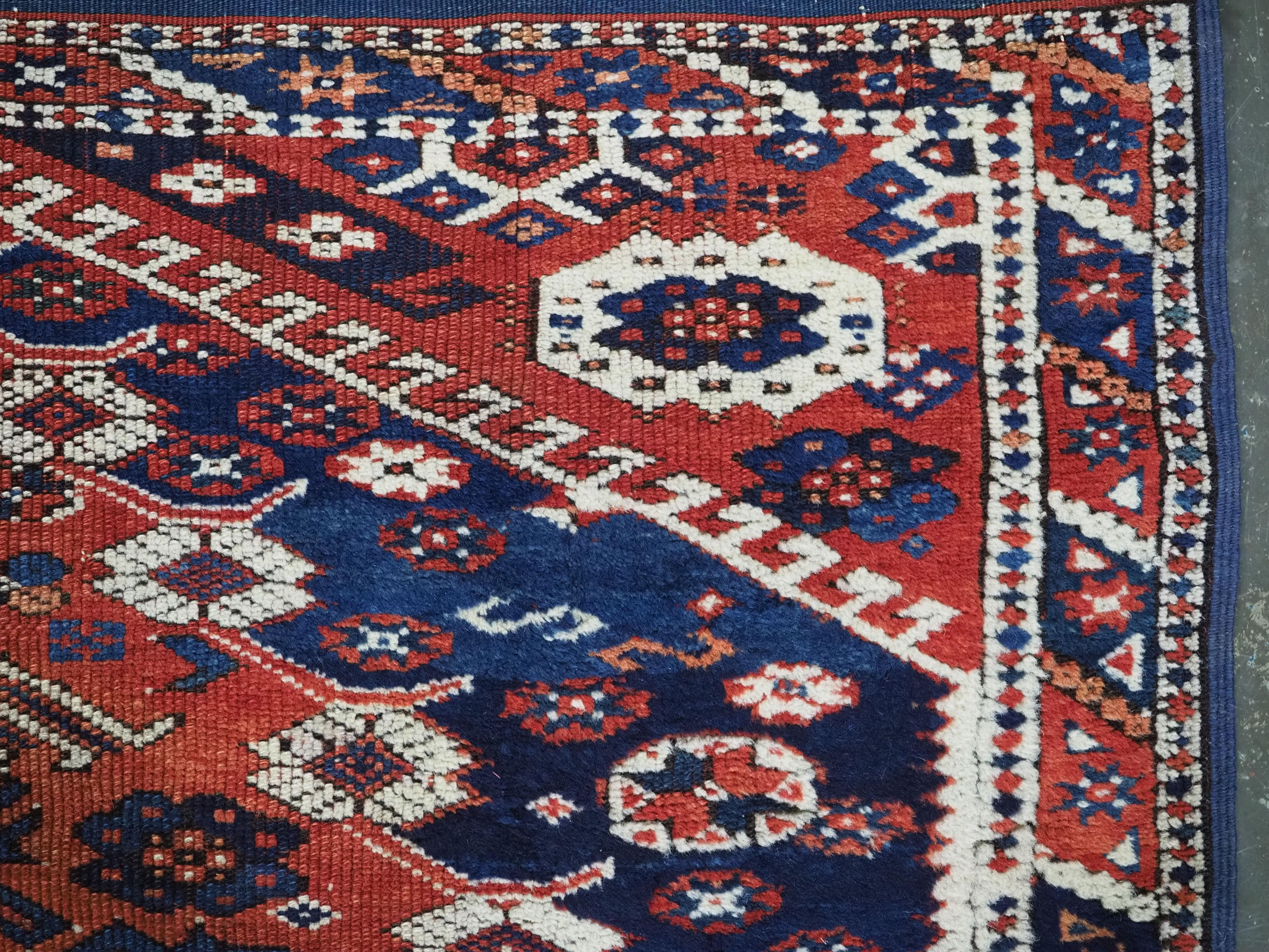 Wool Antique Turkish Kiz Bergama rug of classic design with superb colour, circa 1850 For Sale