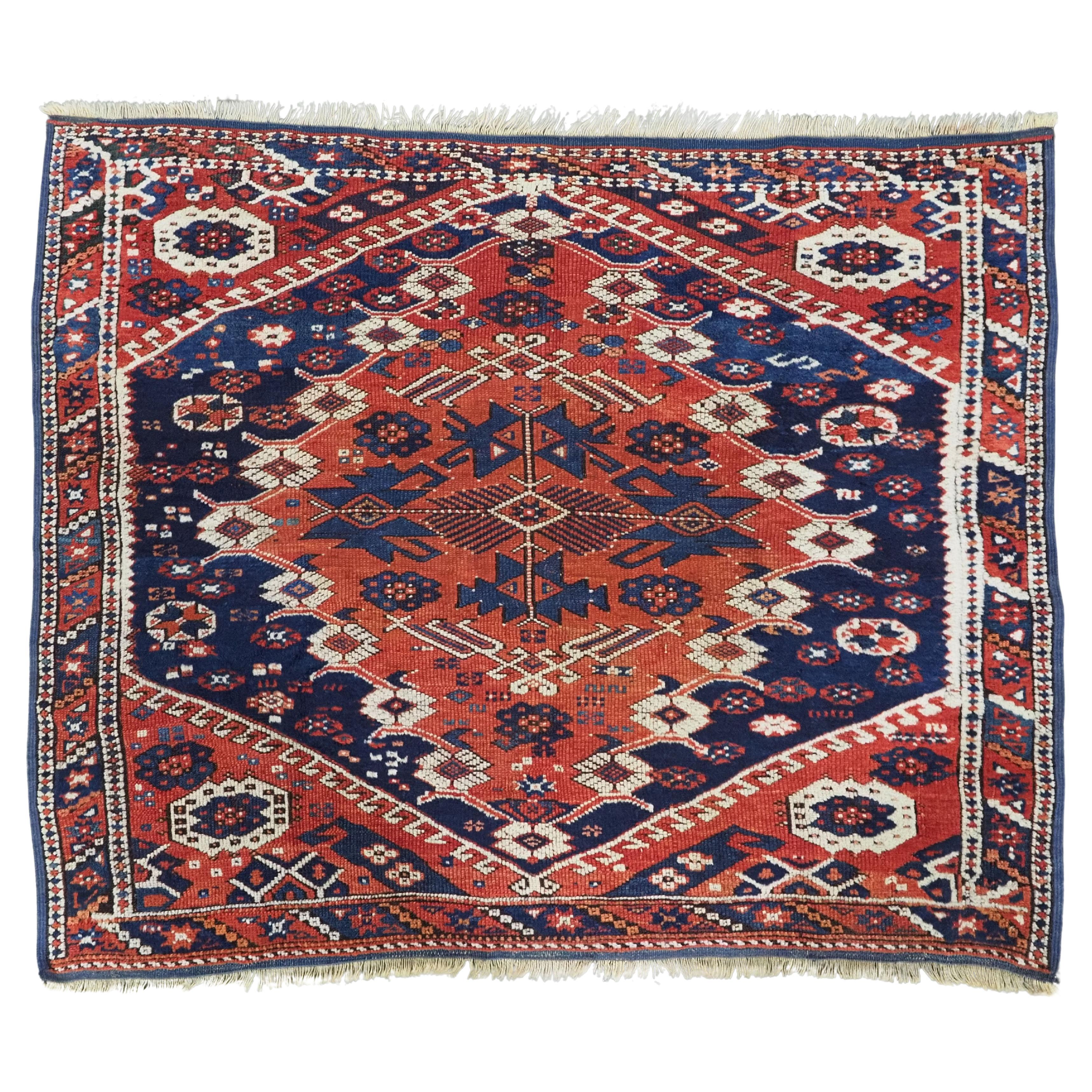 Antique Turkish Kiz Bergama rug of classic design with superb colour, circa 1850 For Sale