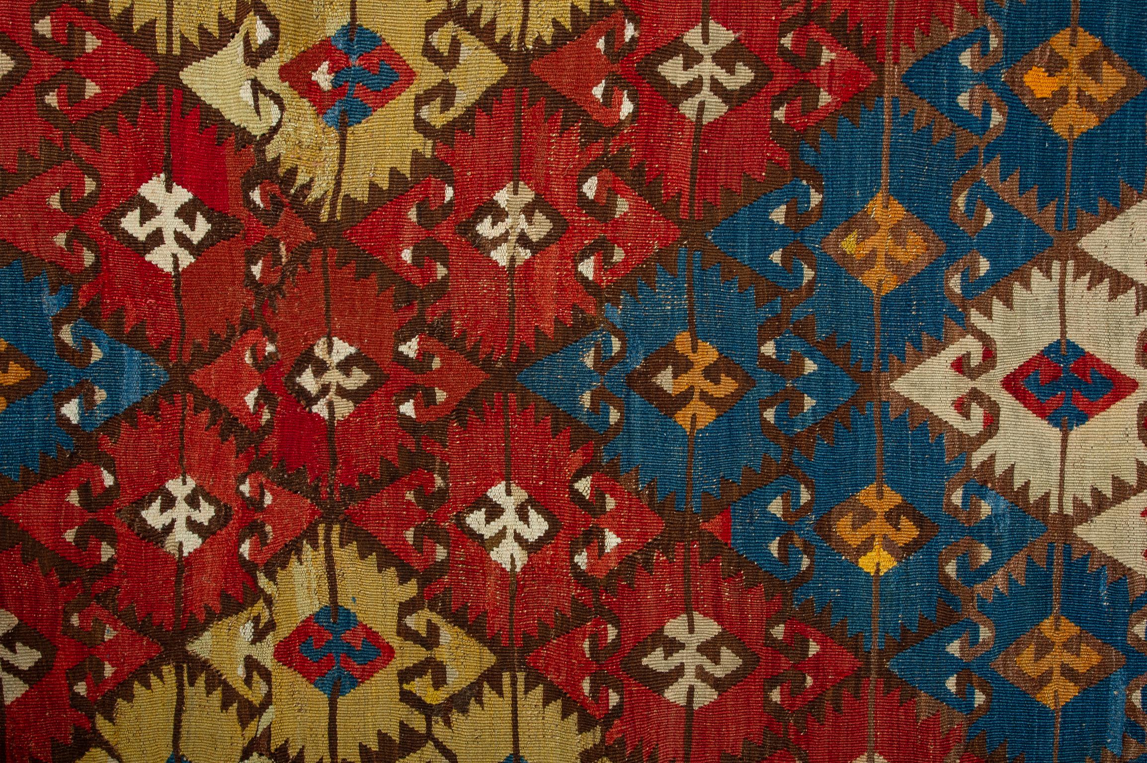 Wool Antique Turkish Konya Kilim