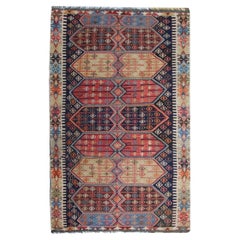 Antique Turkish Konya Kilim Rug 1880s Tribal Geometric Wool Flatweave 355x229cm