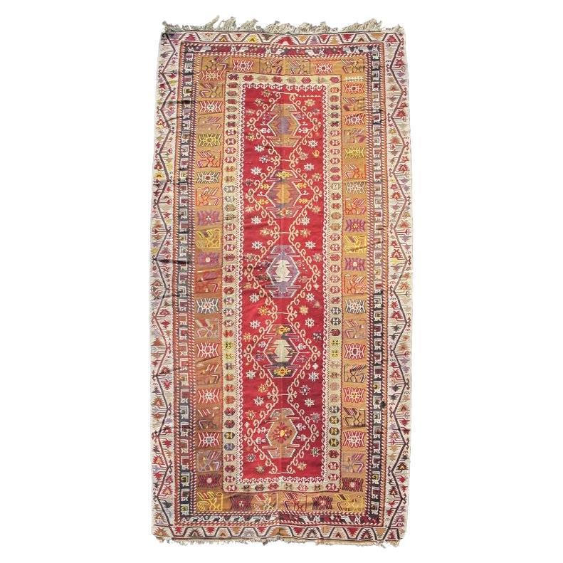 Antique Turkish Konya Kilim Rug, Early 20th Century