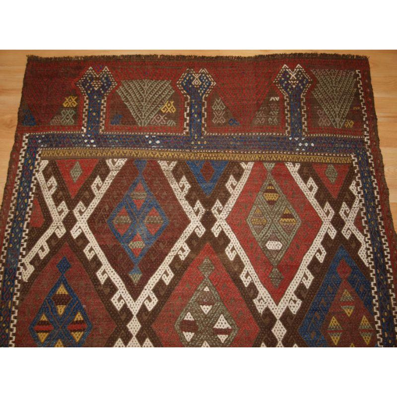 Antique Turkish Konya Region Flat Weave Panel in Cicim Technique In Excellent Condition For Sale In Moreton-In-Marsh, GB