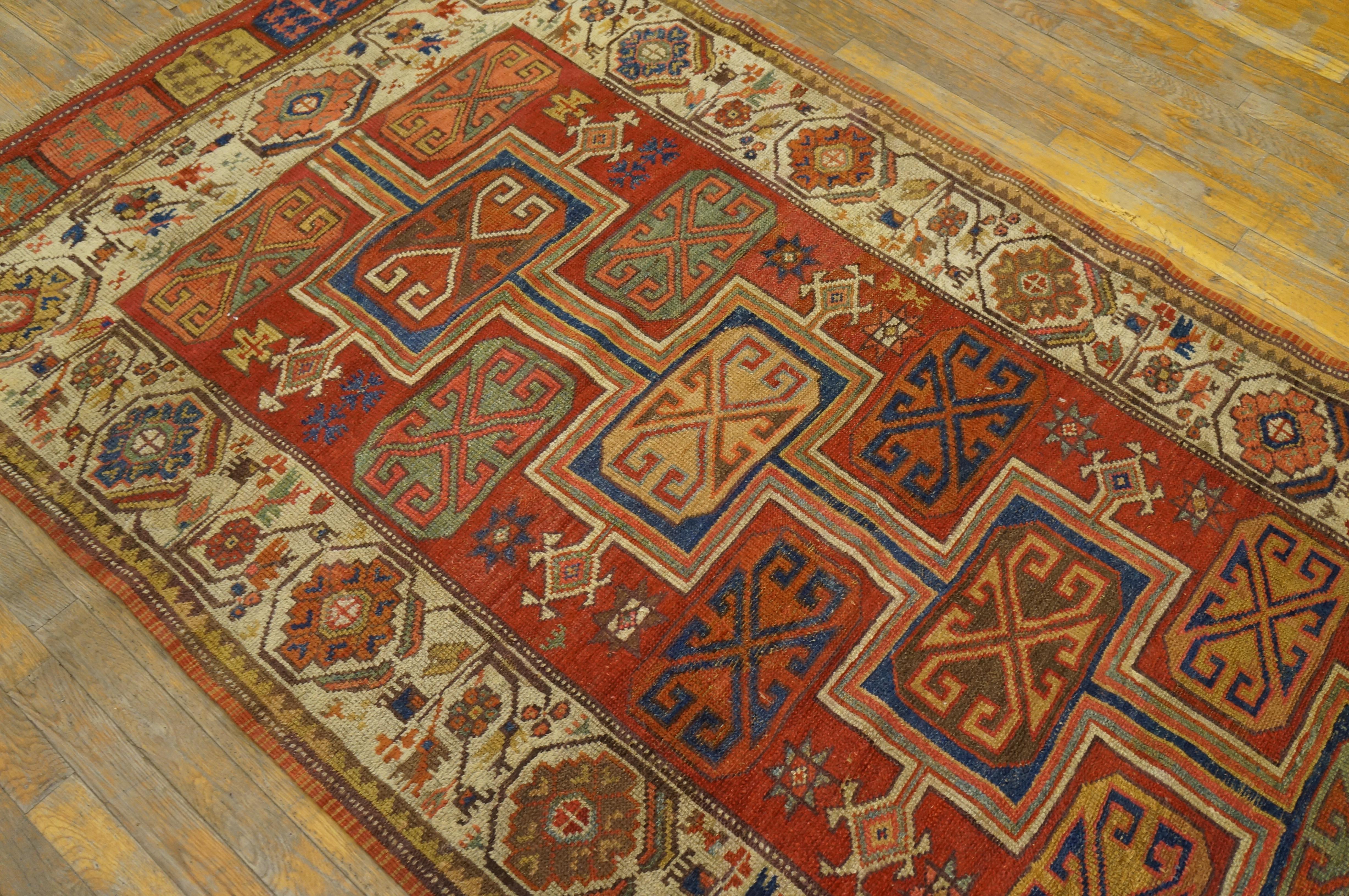 Wool Mid-19th Century Turkish Anatolian Konya Runner Carpet (4'3