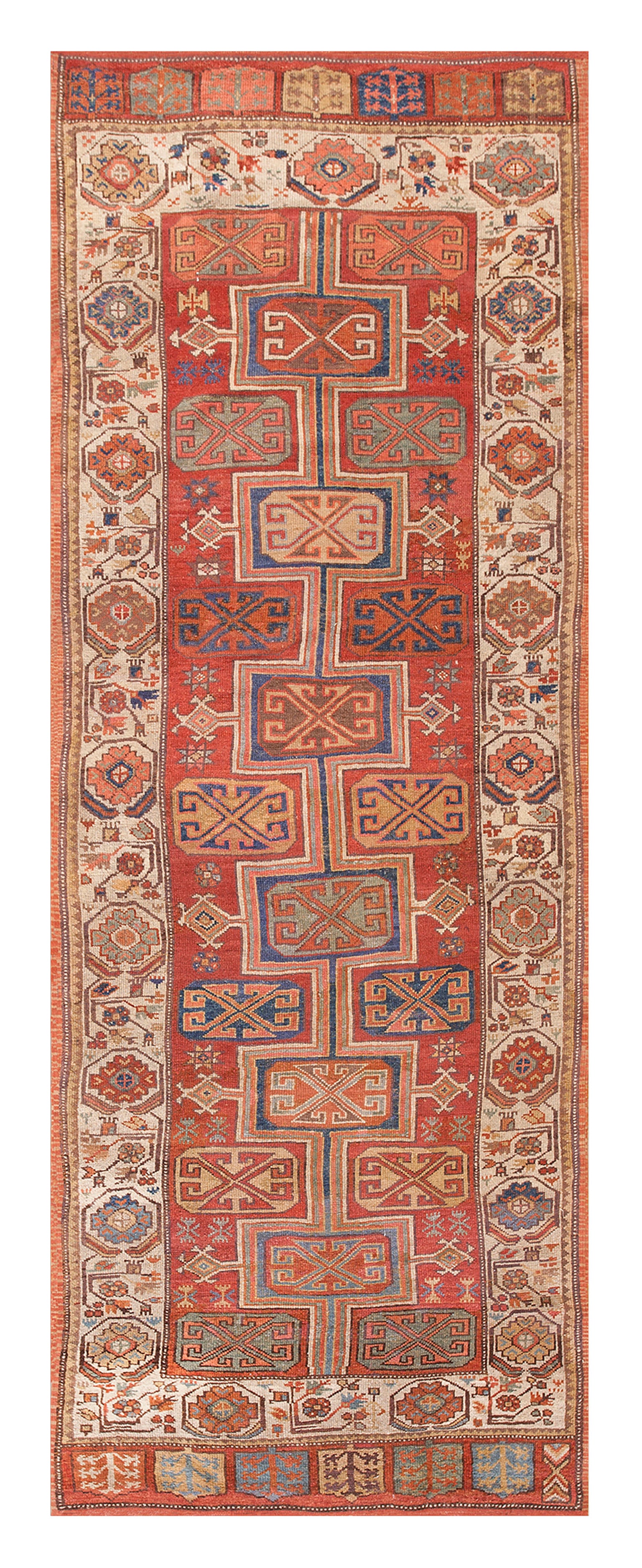 Mid-19th Century Turkish Anatolian Konya Runner Carpet (4'3" x 11'6"-130 x 351)