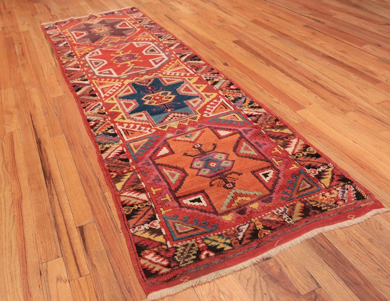 Tribal Nazmiyal Collection Antique Turkish Konya Runner Rug. 3 ft 5 in x 10 ft 10 in For Sale
