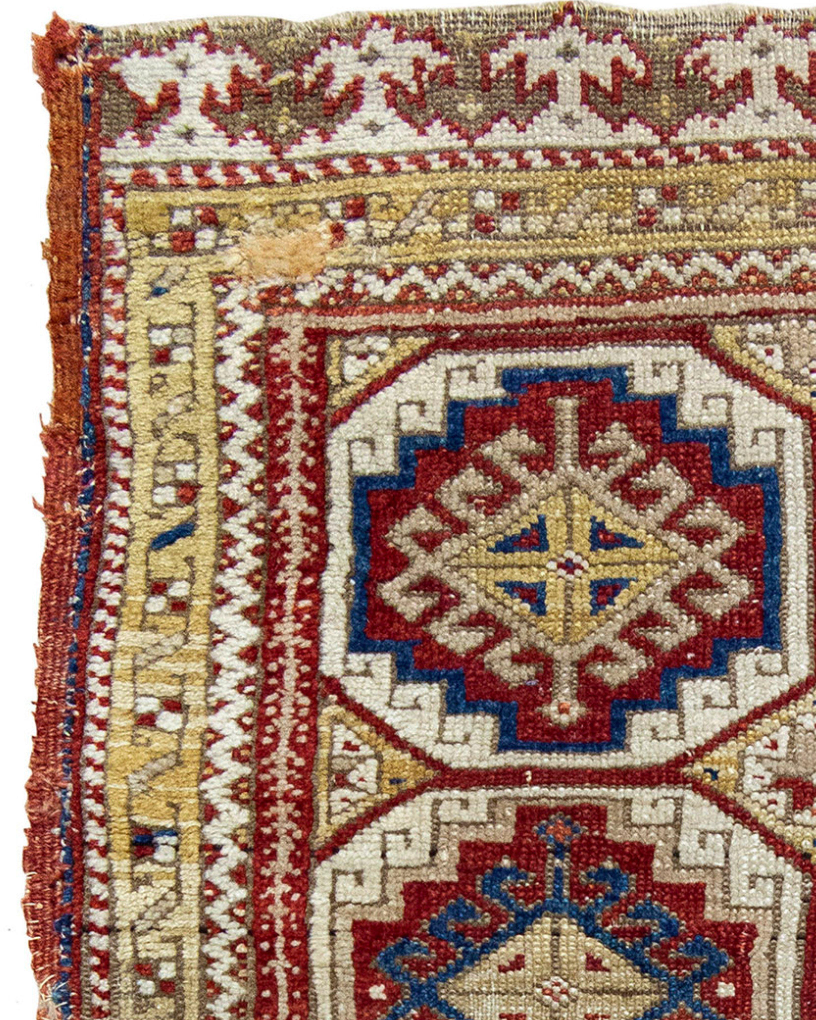 Noué à la main Ancien tapis turc Konya Yastik, milieu du 19e siècle en vente