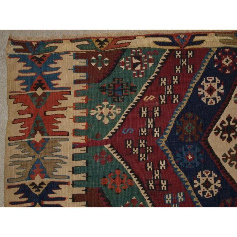 Antique Turkish Malatya Kilim from the Late 19th Century In Good Condition For Sale In Moreton-In-Marsh, GB