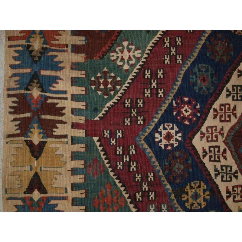 Wool Antique Turkish Malatya Kilim from the Late 19th Century For Sale
