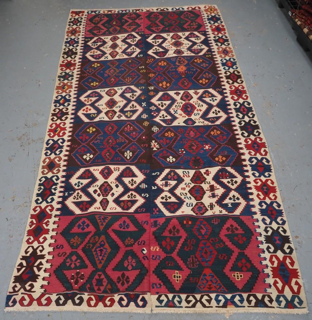 Antique Turkish Malatya Kilim Woven In 2 Parts, Circa 1900 In Excellent Condition In Moreton-In-Marsh, GB