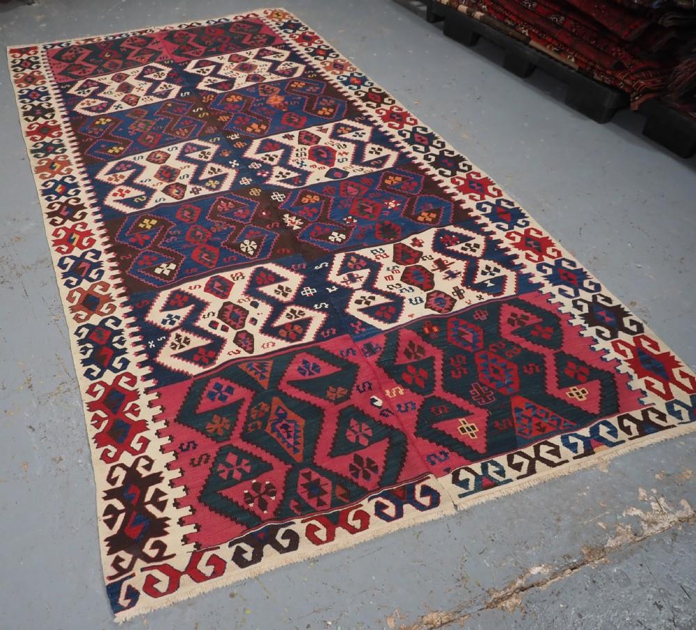 20th Century Antique Turkish Malatya Kilim Woven In 2 Parts, Circa 1900