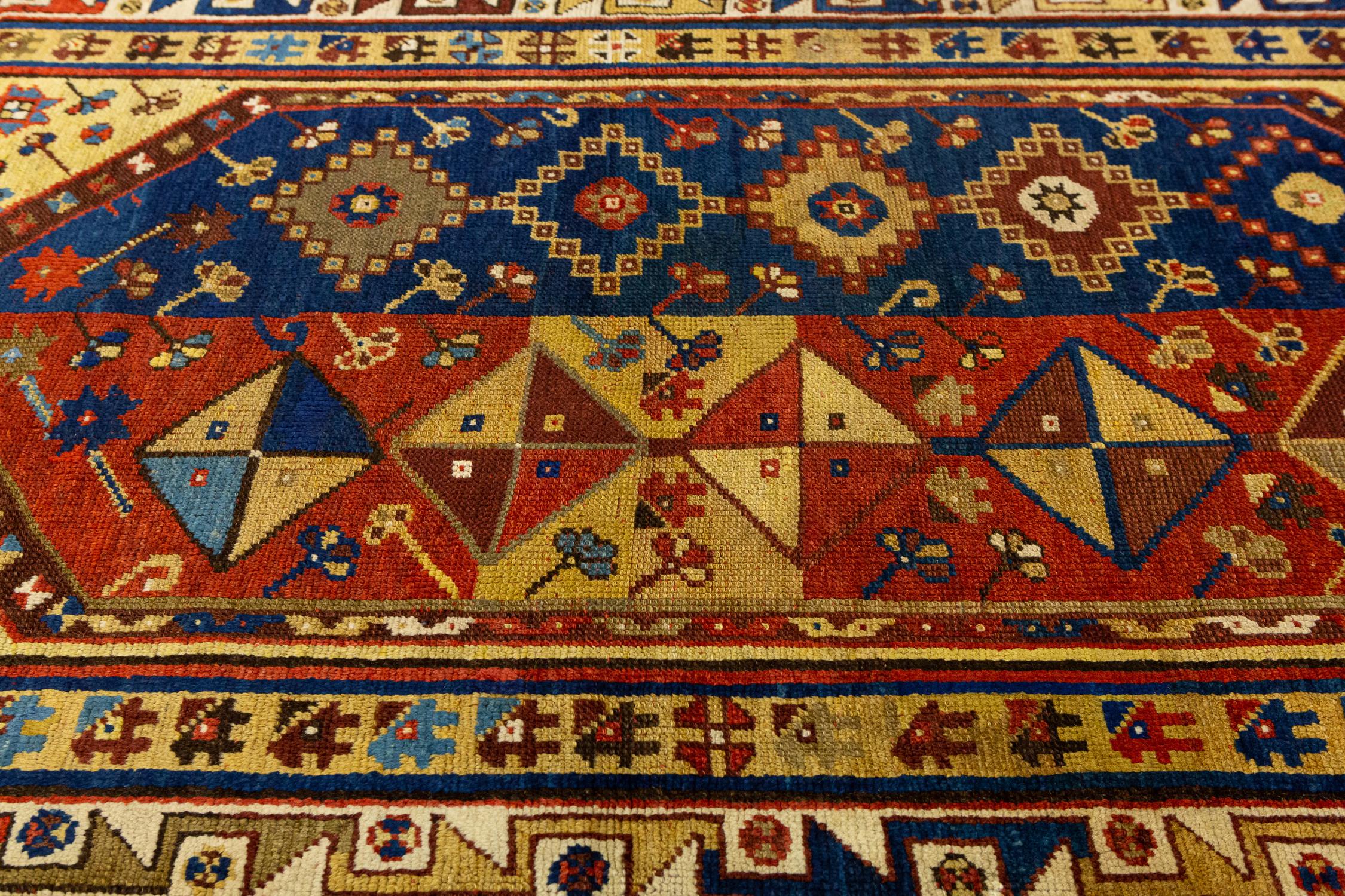 Hand-Knotted Antique Turkish Megri “Z” Motifs Wool Rug, Mid-19th Century For Sale