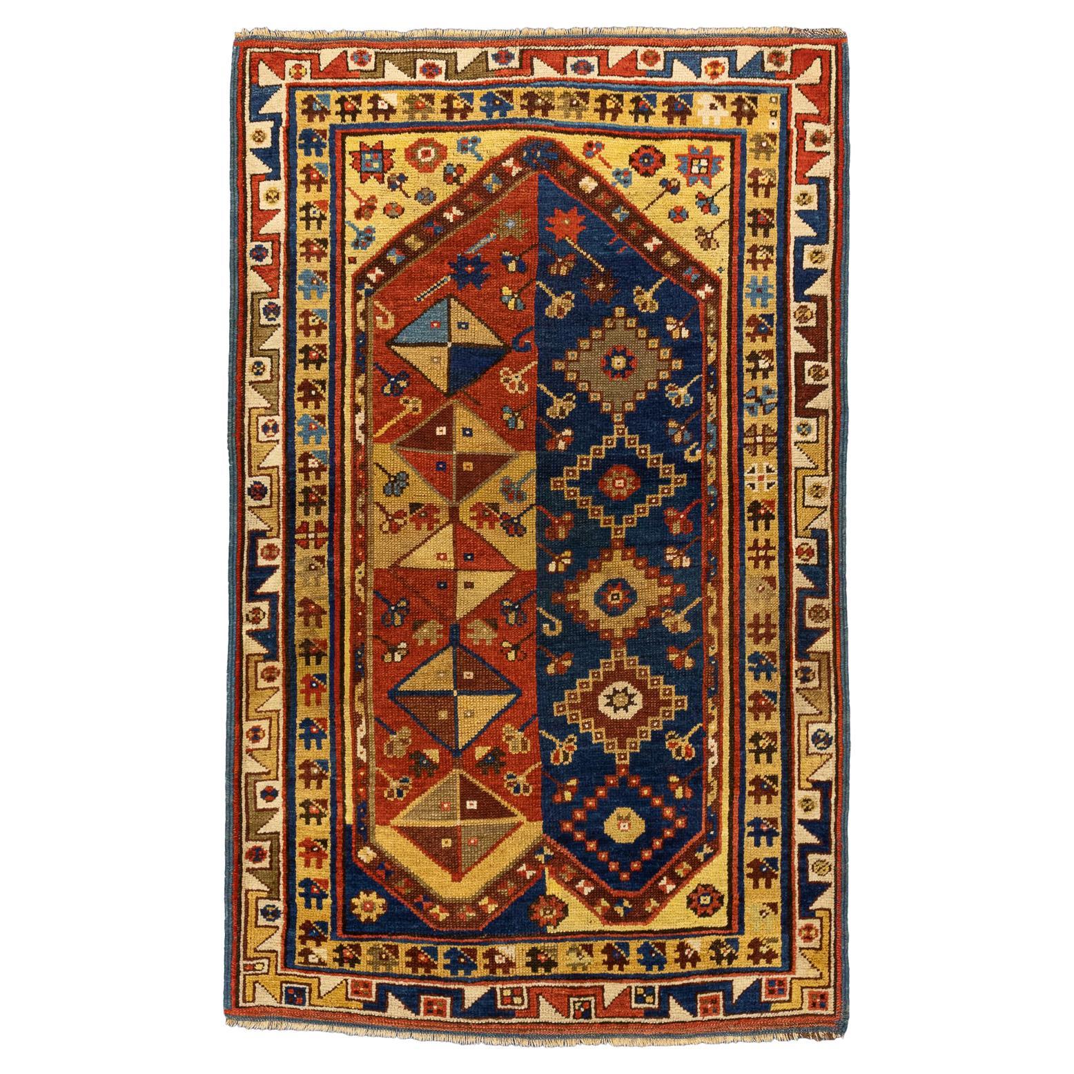 Antique Turkish Megri “Z” Motifs Wool Rug, Mid-19th Century