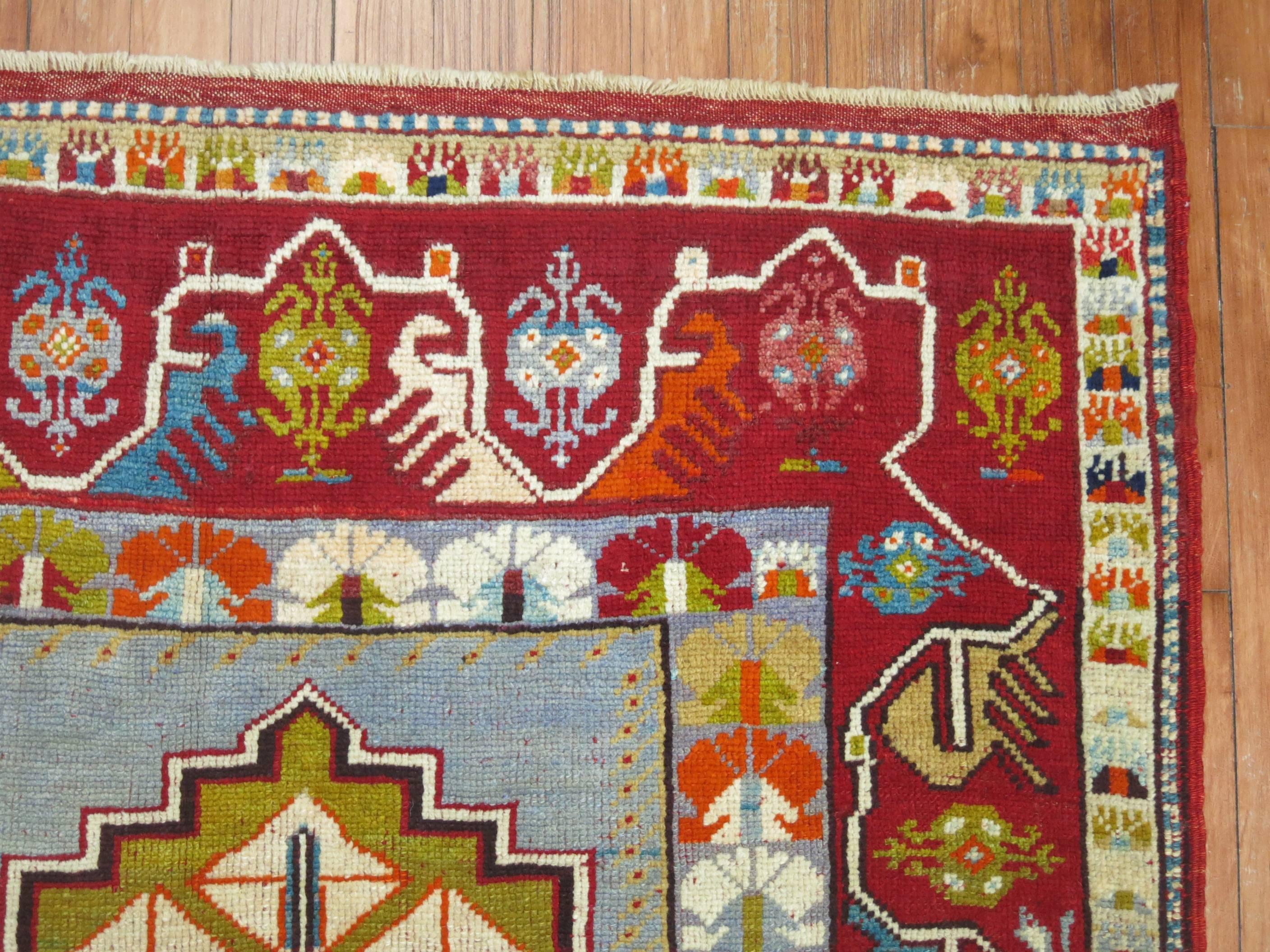 Antique Turkish Melas Jewel Colored Rug In Good Condition For Sale In New York, NY