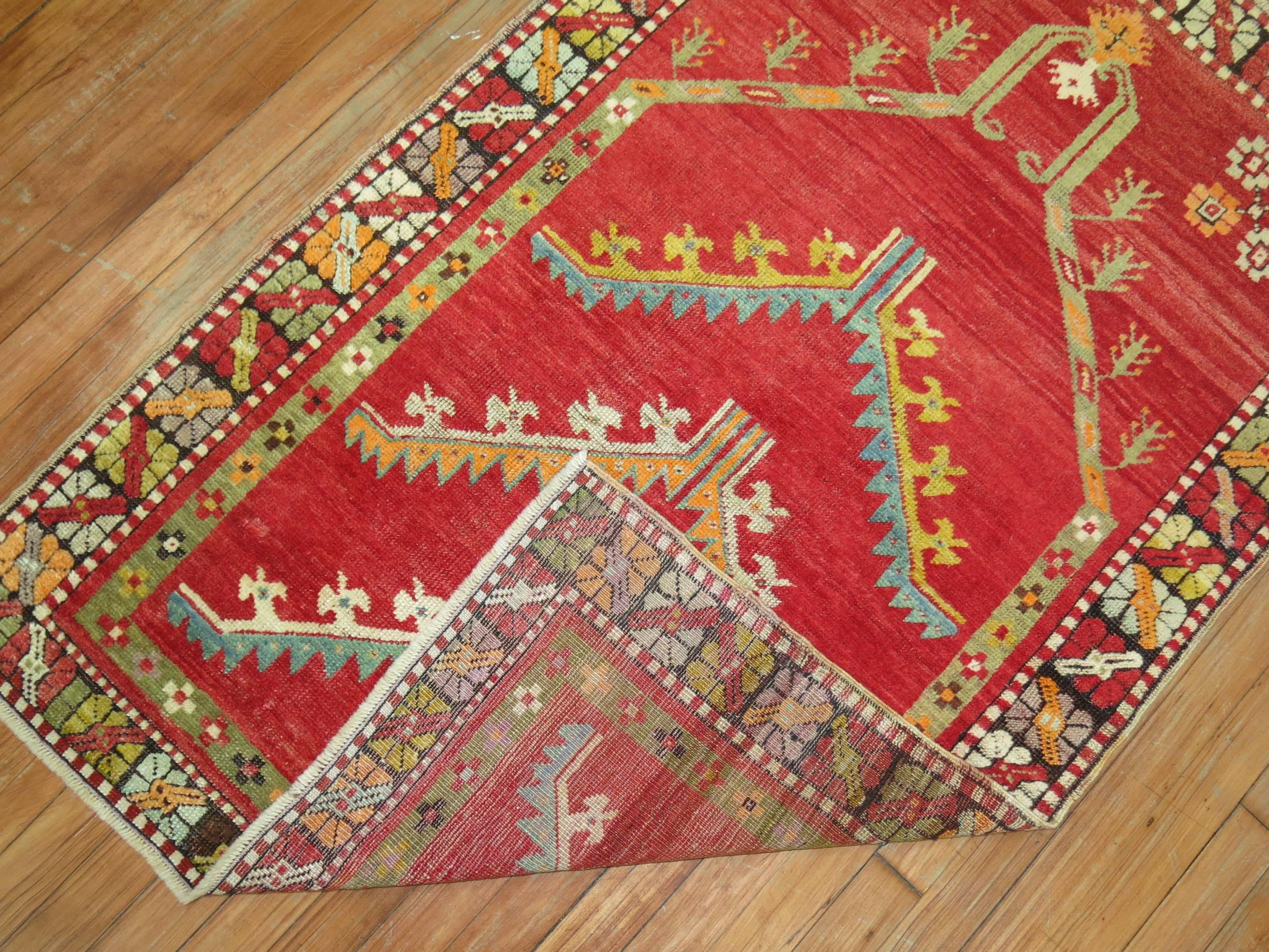 20th Century Zabihi Collection Antique Turkish Melas Prayer Niche Rug For Sale