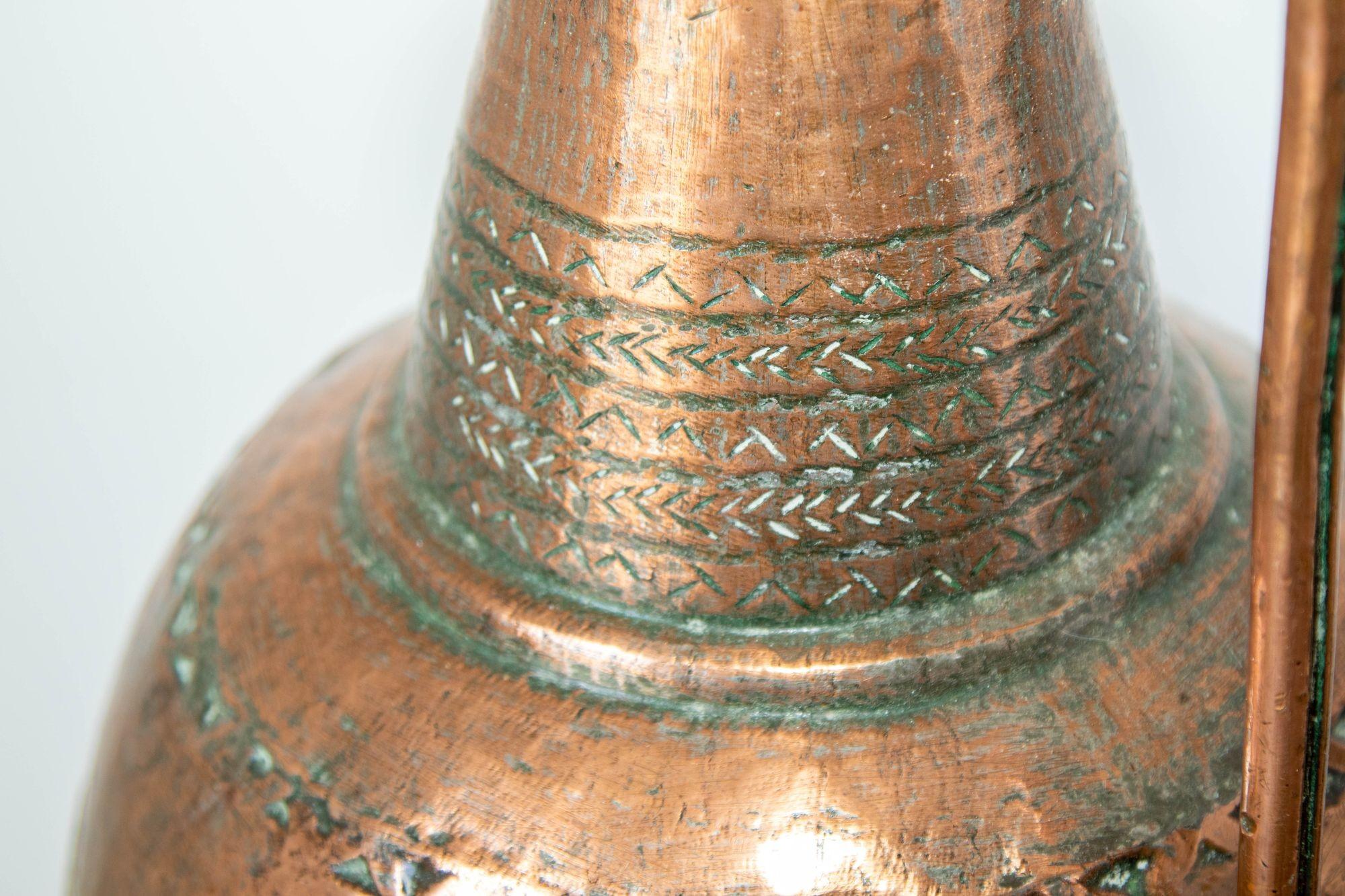 Antique Turkish Middle Eastern Copper Hammered Oversized Water Pot 19th Century 5
