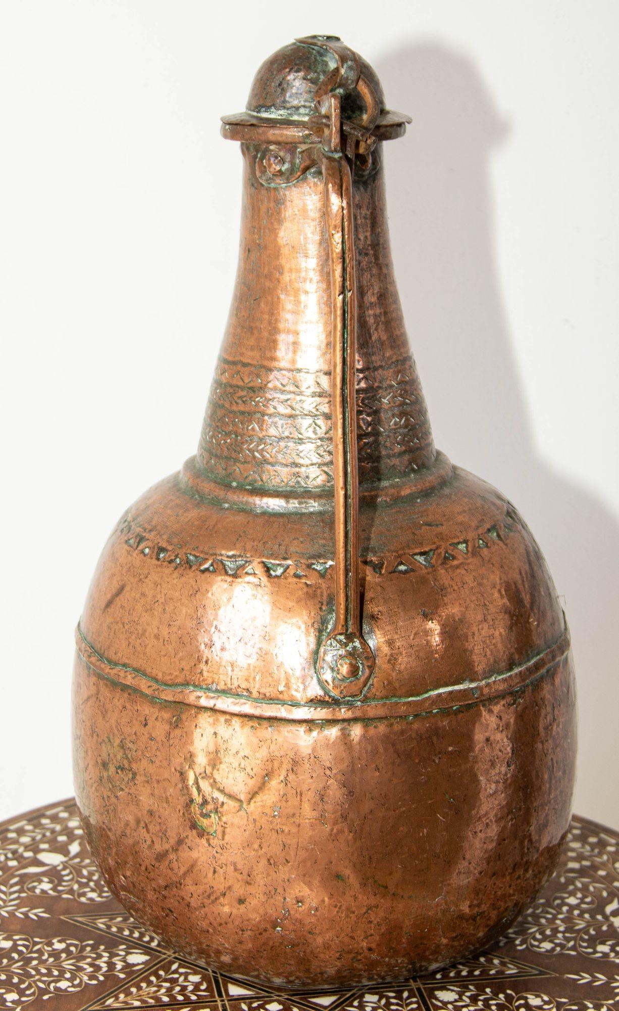Antique Turkish Middle Eastern Copper Hammered Oversized Water Pot 19th Century 6