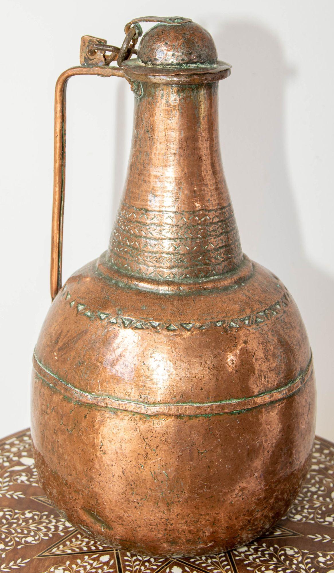 Antique Turkish Middle Eastern Copper Hammered Oversized Water Pot 19th Century 9