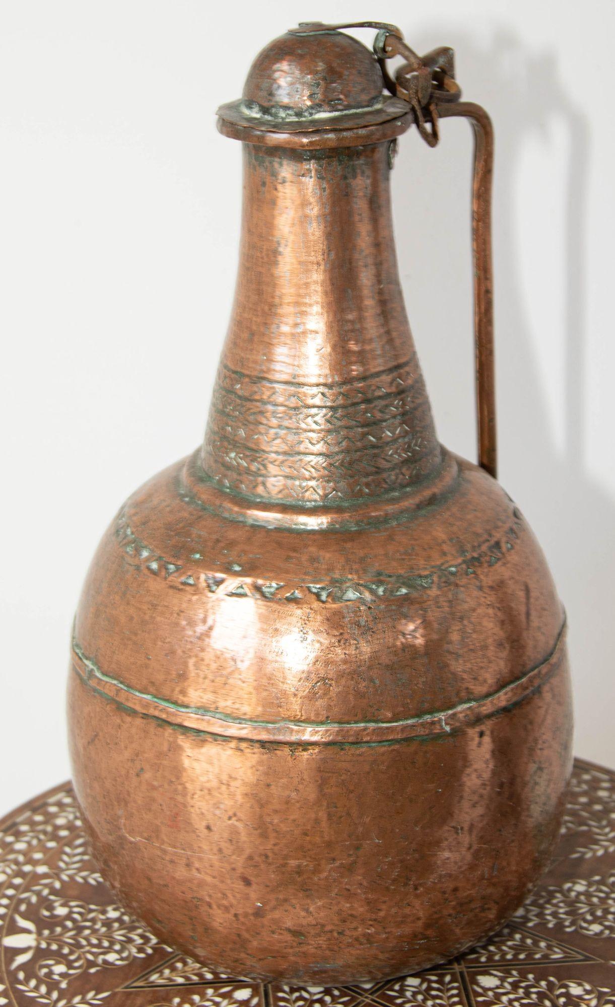 Antique Turkish Middle Eastern Copper Hammered Oversized Water Pot 19th Century 11