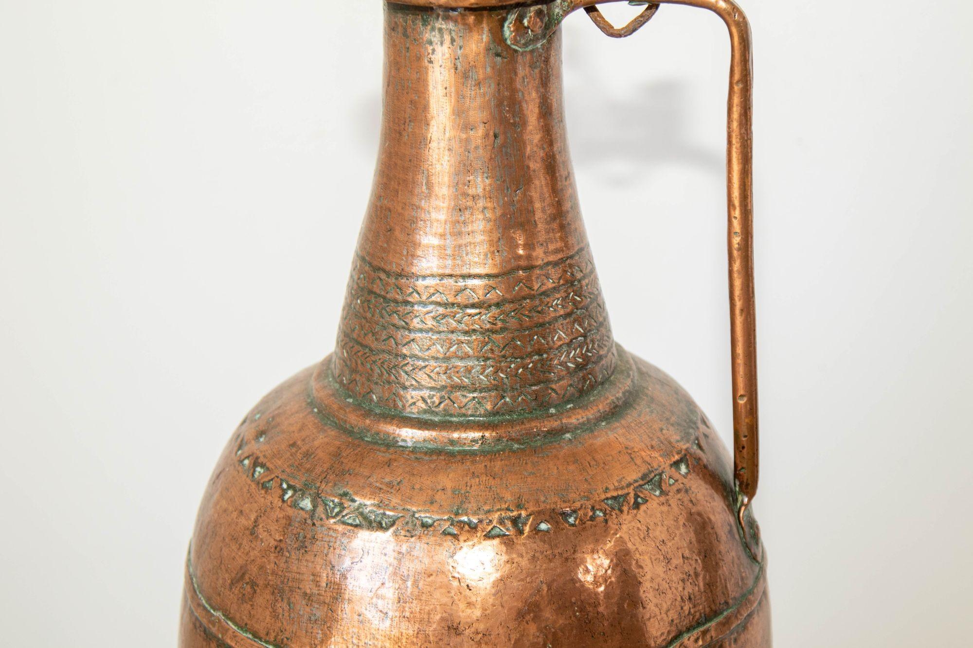 Islamic Antique Turkish Middle Eastern Copper Hammered Oversized Water Pot 19th Century