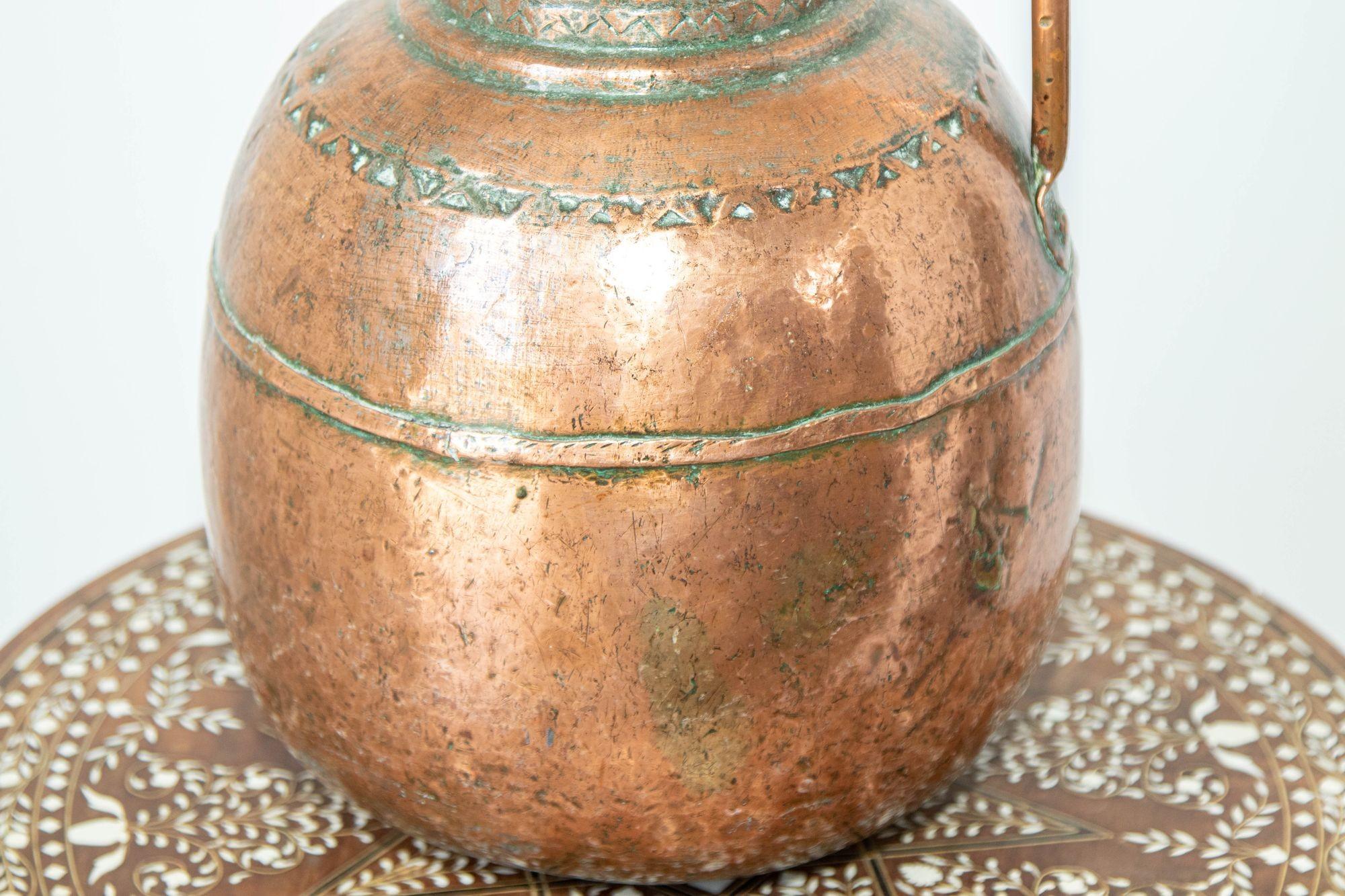 Antique Turkish Middle Eastern Copper Hammered Oversized Water Pot 19th Century 2