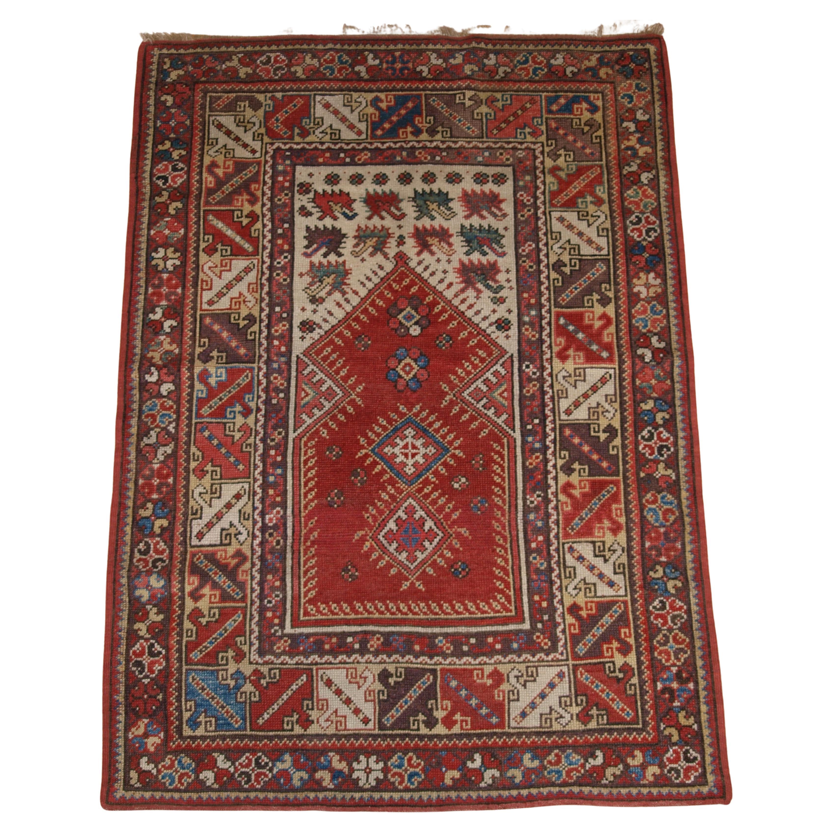 Antique Turkish Milas prayer rug of classic design with superb soft wool.