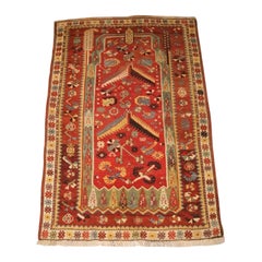 Antique Turkish Milas Prayer Rug of Early Design, Second Half of 19th Century