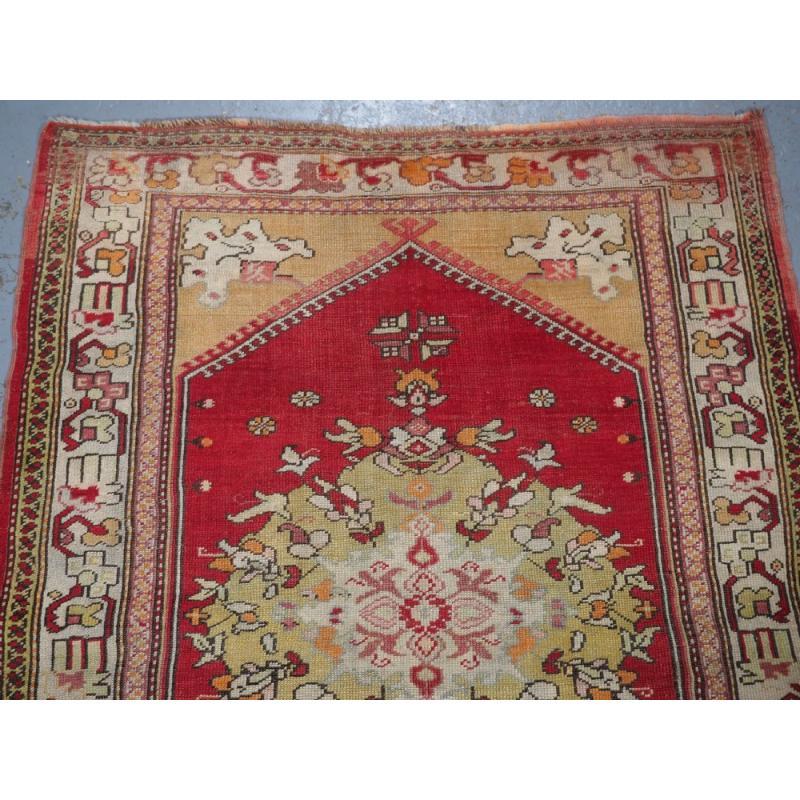 Antiker türkischer Milas-Teppich, großes Medaillon-Design, um 1900 (Türkisch) im Angebot