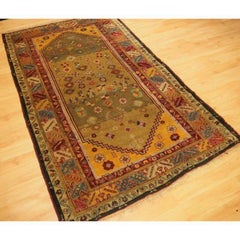 Antique Turkish Milas Rug with Scarce Green Ground, circa 1875